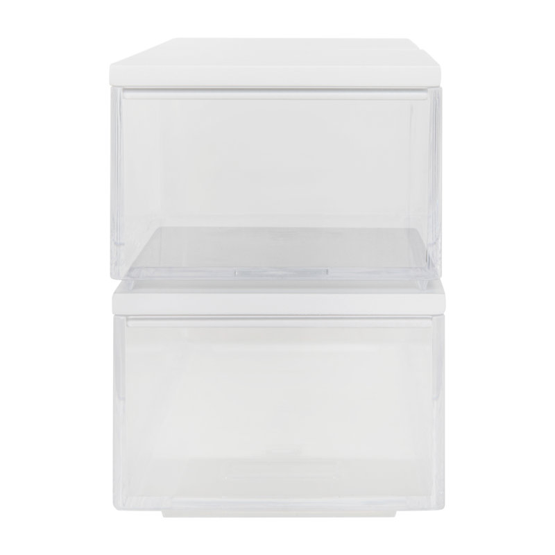 Clear Stackable Plastic Storage Bins with White Lids, 3 Pack