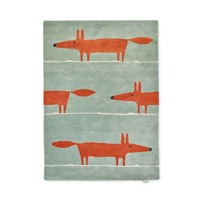 Tapis rectangulaire gris en laine touffeté à la main Blairwood
