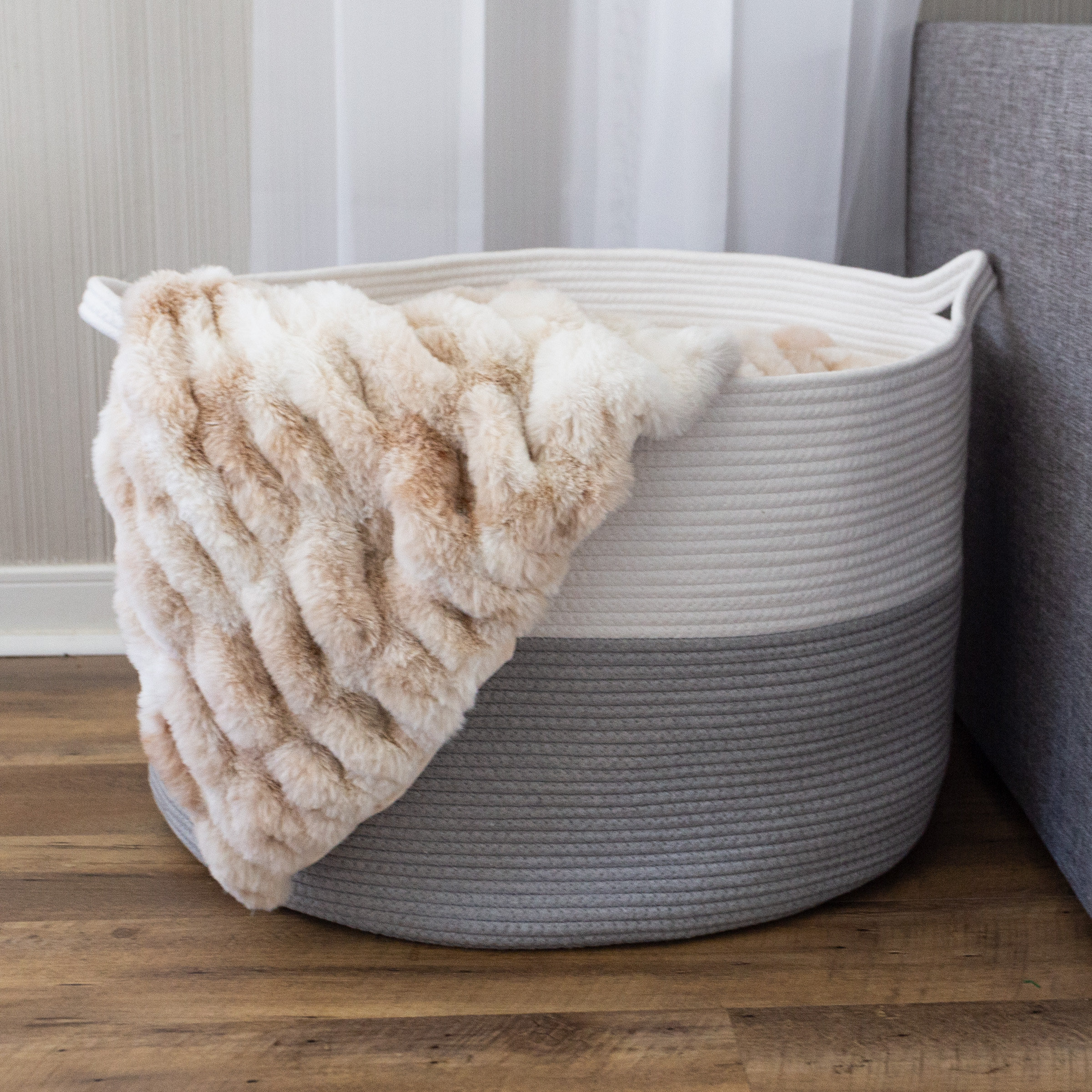 Highland Dunes Extra-Large Basket - Cotton Rope Basket with Handles for Laundry, Blanket, Pillow, and Toy Storage - Baskets for Organizing by Home-Complete & Reviews | Wayfair