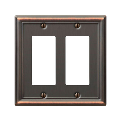 Amerelle Chelsea Aged Bronze 2 gang Metal Decorator Wall Plate 1 pk