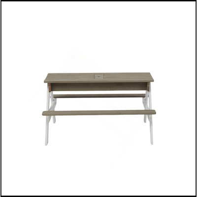 Table de pique-nique en bois pour enfants avec jeu de sable et d'eau, parasol réglable et assemblage facile pour le plaisir en plein air