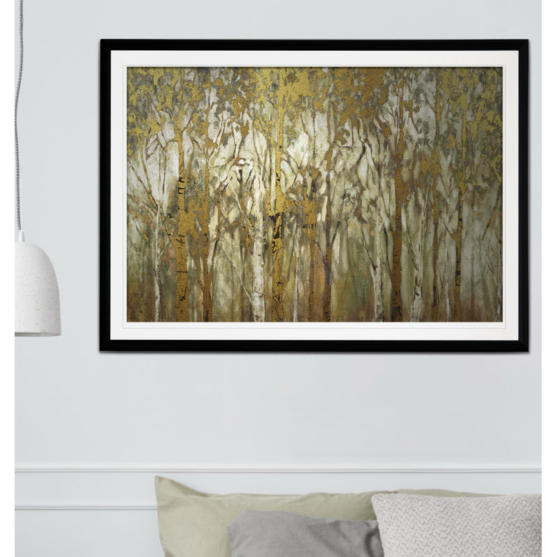 « bouleau oliveraies panoramique », reproduction de peinture acrylique encadrée, Noir, H 20 po x l 24 po x P 1,5 po