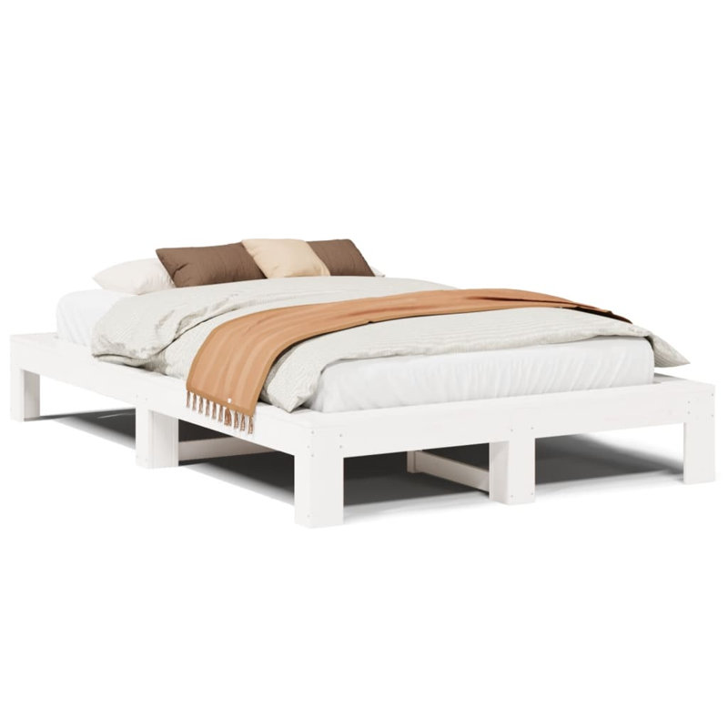 Tirante Solid Wood Bed Frame, 31.5cm H x 211.5cm W x 141.5cm D, White