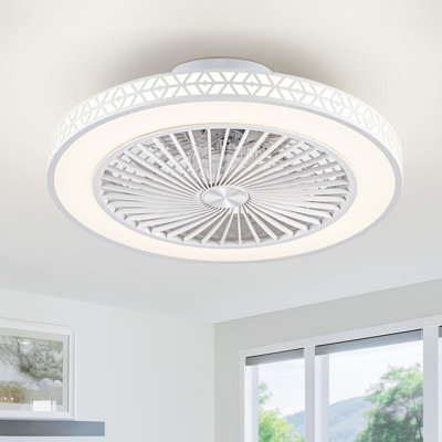 Low Profile Flush Mount Ceiling Fan with Light, 6 Speed Reversible Ceiling Fan for Bedrooms