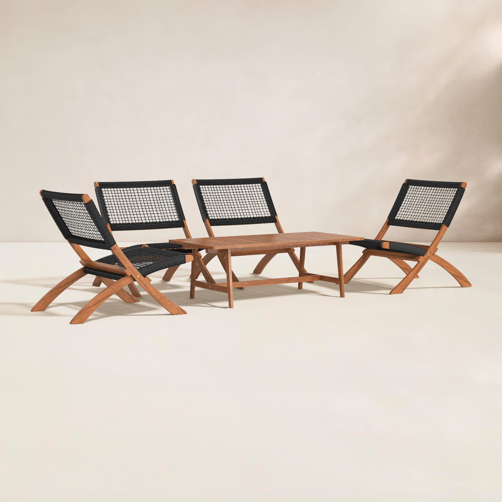 Kismet 5-Piece Armless Chairs Seating Group, Natural/Black