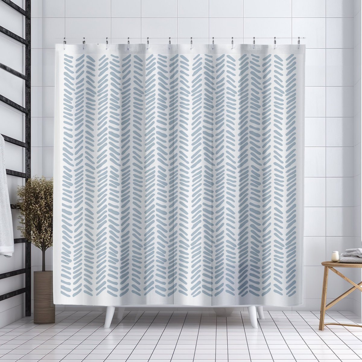 Thora Tribal Shower Curtain, ThoraVee Gray