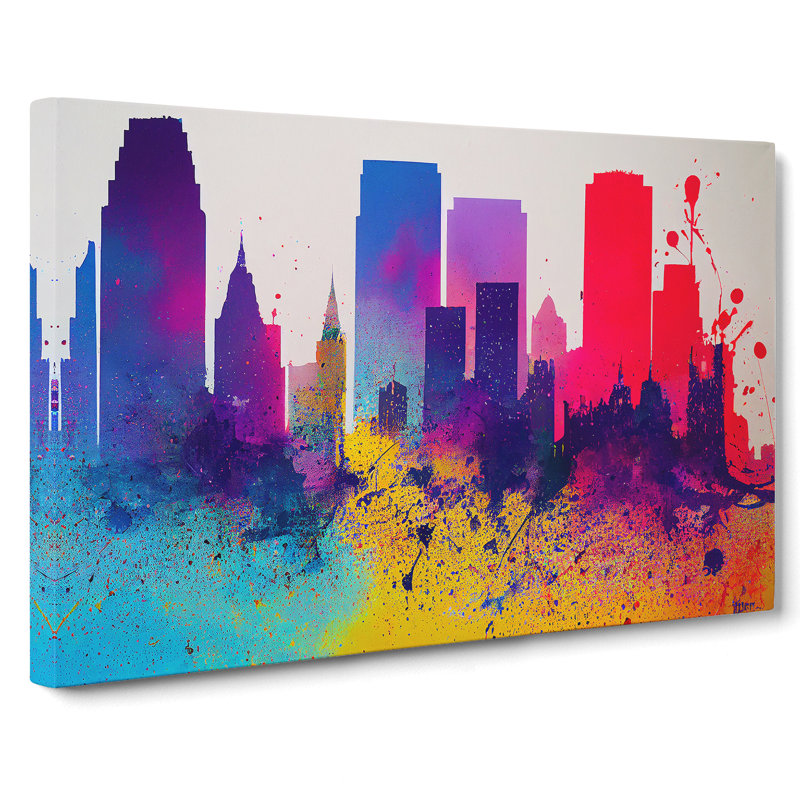 Skyscraper Skyline Splash Vol.2 - Wrapped Canvas, 35cm H x 50cm W x 3cm D