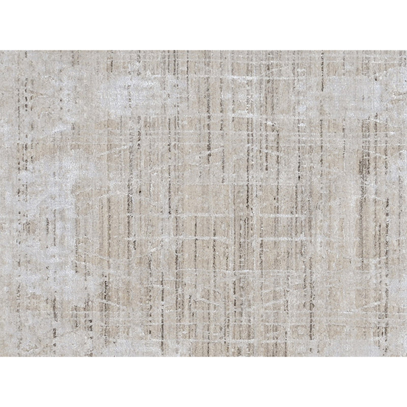 Hand Knotted Abstract Area Rug in Beige, Rectangle 6' x 9'