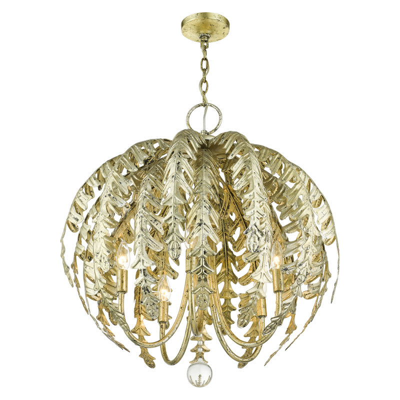 Jarv 5 - Light Dimmable Globe Chandelier, Winter Gold