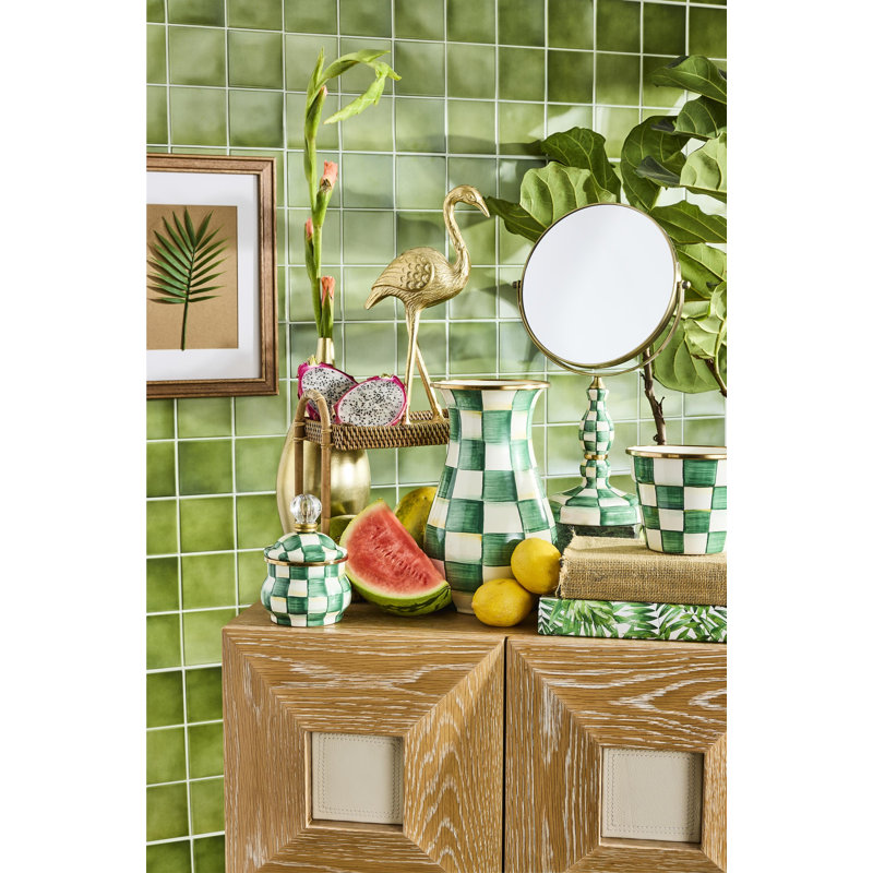 Emerald Check Tall Vase