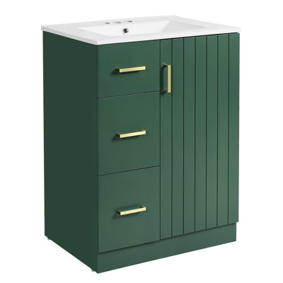 24 - Inch Bathroom Vanity With Sink, 2 Drawers, And Soft Closing Door: Smart Storage Contemporary Design For Small Bathrooms Style Compact