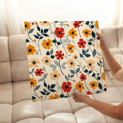 «Botanical Red Flower Pattern II Cottage», reproduction d'art non encadrée