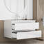 Ensemble de meuble-lavabo blanc brillant 36 po avec poignées 36 po, 2 grands tiroirs à fermeture en douceur