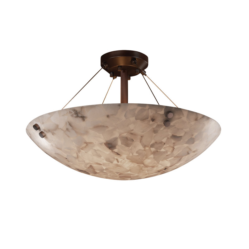 Arael Plastic / Resin, Shaved Alabaster Rocks Cast Into Resin Semi Flush Mount, null