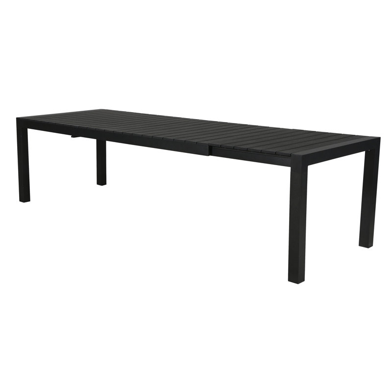 Koonce 6 - Person Patio Dining Set with Extendable Rectangular Table, Black/Black