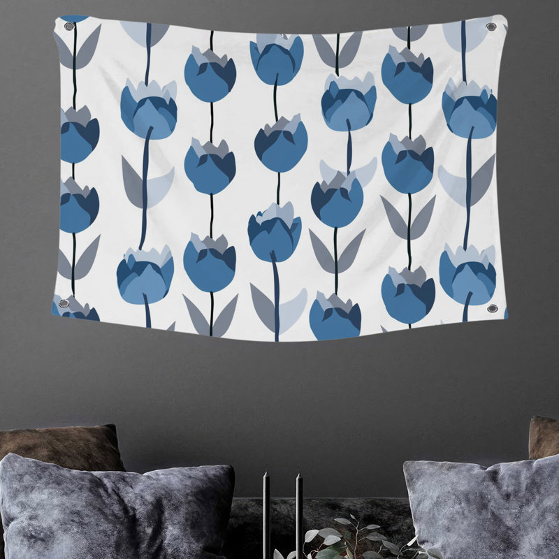 Tapisserie murale à motif de tulipes - décoration murale botanique, H 50 po x l 60 po