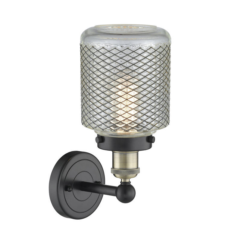 Carmet Steel Armed Sconce, Black Antique Brass