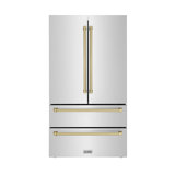 ZLINE 36" Autograph Edition 22.5 cu. ft Freestanding French Door Refrigerator with Ice Maker in Fingerprint