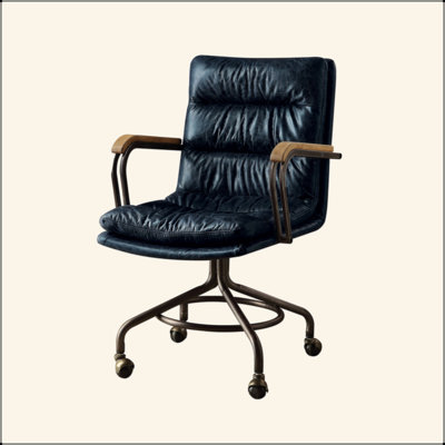 Vintage Blue Swivel Office Chair With Casters