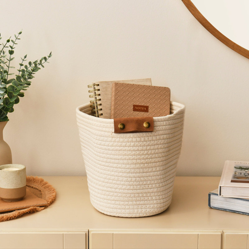Lark Manor Fabric, Leather / Faux Leather Decorative Basket, 24cm H x 30cm W x 23.5cm D
