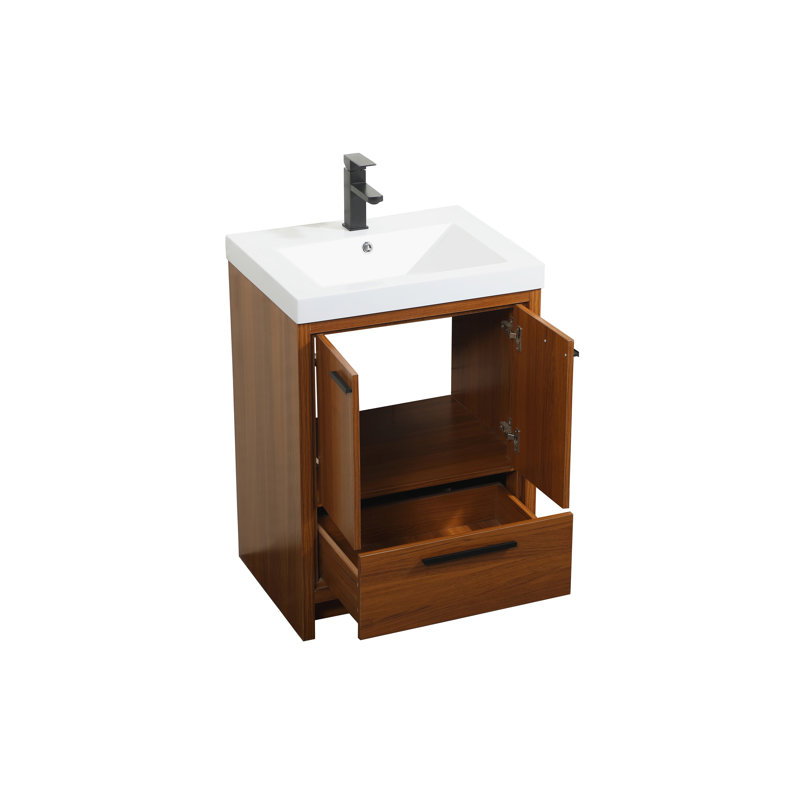 Southmead 24.02'' Single Bathroom Vanity with Resin Top, Teak