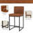 Modern 2 Sets Bar Stools with Back,Upholstered Counter Height Bar Stools with Handle,Vintage Fabric Bar Chairs