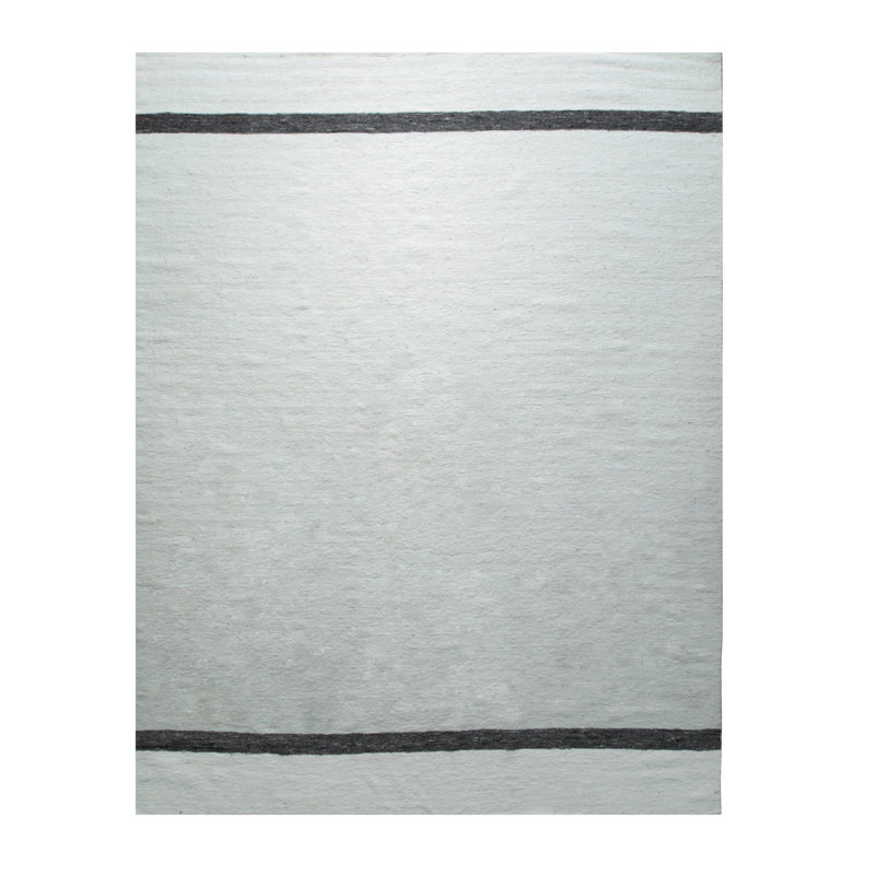 Tapis ivoire en laine tissé à plat à la main Krissie, Rectangle 6 pi x 9 pi