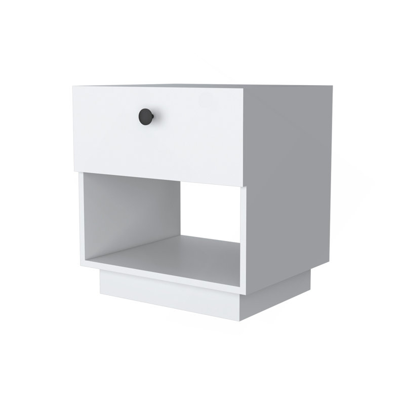 White 1-Drawer Nightstand, White