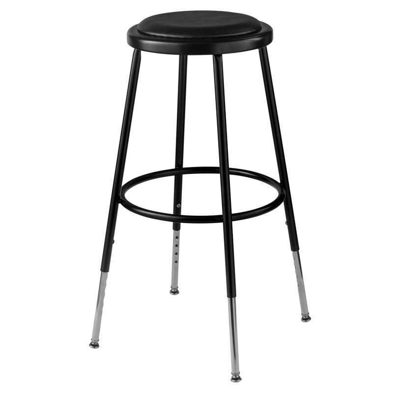 Adjustable Height Ergonomic Lab Stool, Black, 25" H - 32" H
