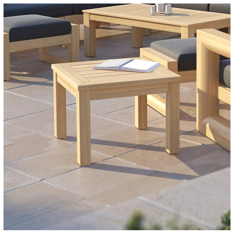 Paulet 20" W x 20" D Square Solid Acacia Wood Outdoor Side Table