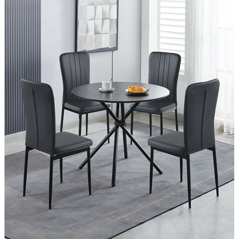 Rostin 4 - Person Dining Set, Black