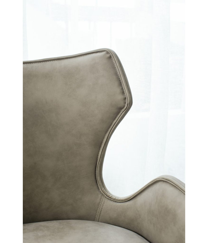 Fauteuil à oreilles en tissu Avril, Beige
