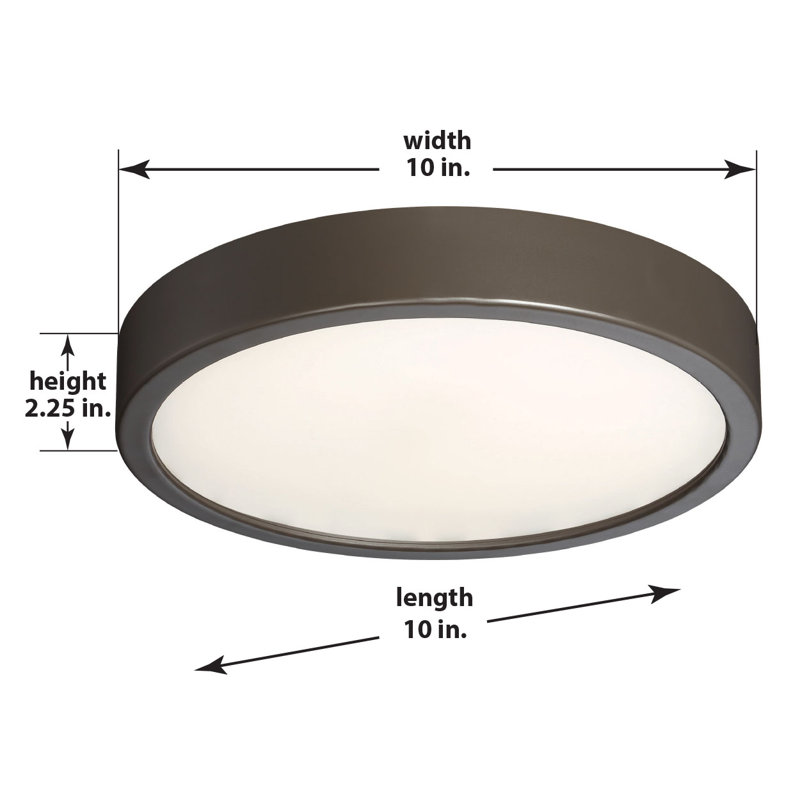 Hilmar Glass LED Flush Mount, Copper Bronze Patina, 2.25" H x 10" W x 10" D
