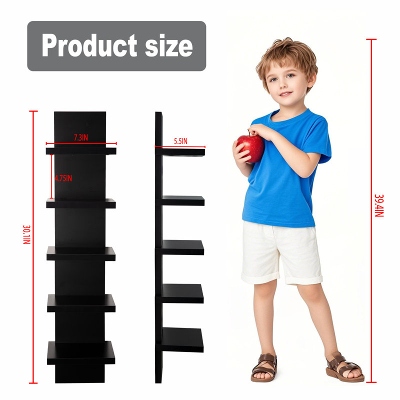 5-tier Wall Shelf, Black