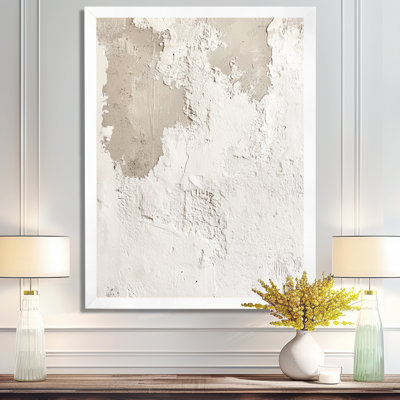 Beige Soft Plaster Paint Layers V - Abstract Minimalism Picture Framed Wall Art
