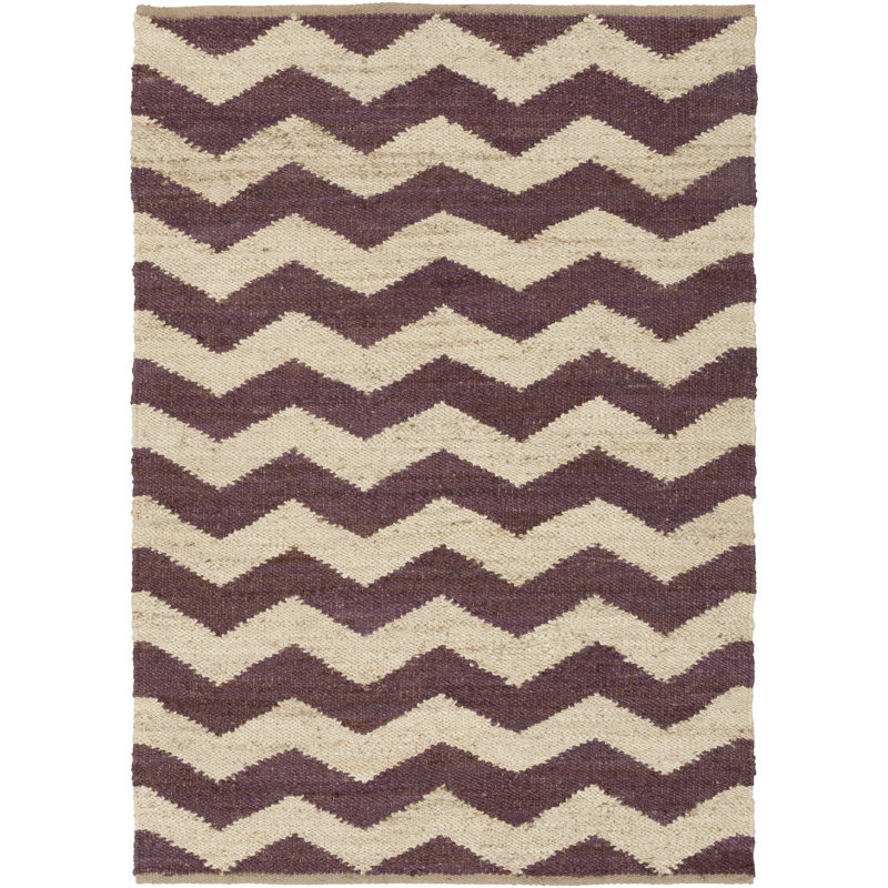 Tapis en jute / sisal à motif chevron tissé à la main et à plat Hermine, Rectangle 5 pi x 7 pi 6 po