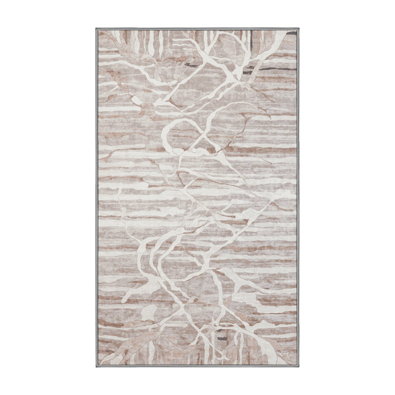 Tapis gris lavable à la machine, Rectangle 7 pi x 9 pi