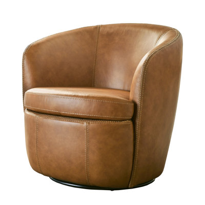 Azurdee Top Grain 100% Genuine Italian Leather Swivel Barrel Chair