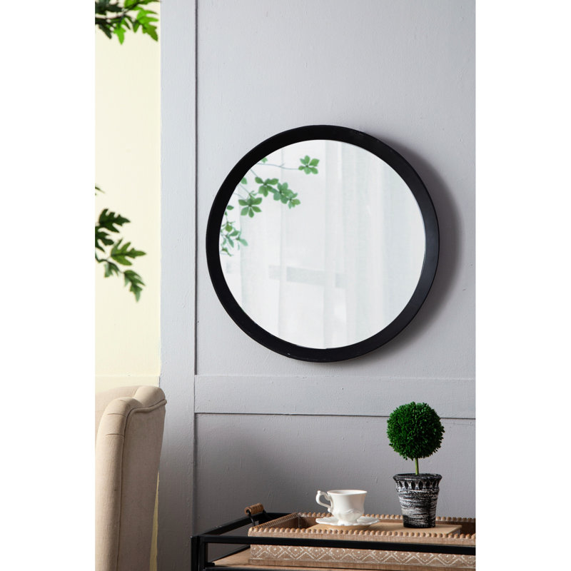 Miroir mural en bois de manguier et en verre de 19,8 po x 19,8 po x 1,3 po - poids de 4,8 lb, rehaussant l'apparence de la pièce