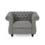  Fauteuil capitonné capitonné avec accoudoirs roulés et garniture cloutée, fauteuil rembourré pour le salon, gris