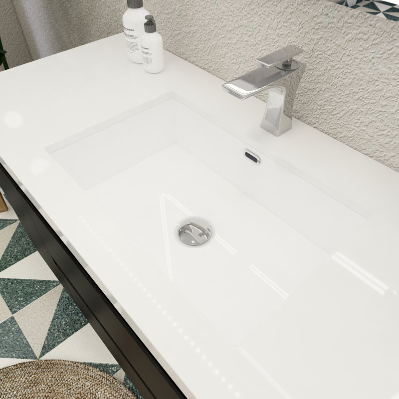59'' Single Bathroom Vanity with Acrylic Top, Rich Black