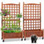 Boîte à fleurs en bois 62 "avec treillis et roues (paquet de 2)-112272396-55811453