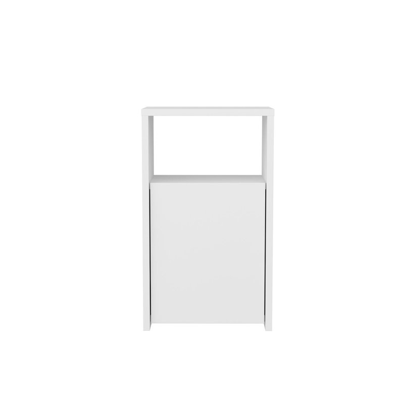 Modern White Nightstand, 100% Melamine Coated Particle Board, 14.2 x 9.9 x 24.2 inches | Sleek Design with Solid Color Finish, Durable & Stylish | Perfect for Bedroom, Living Room, or Guest Room Use