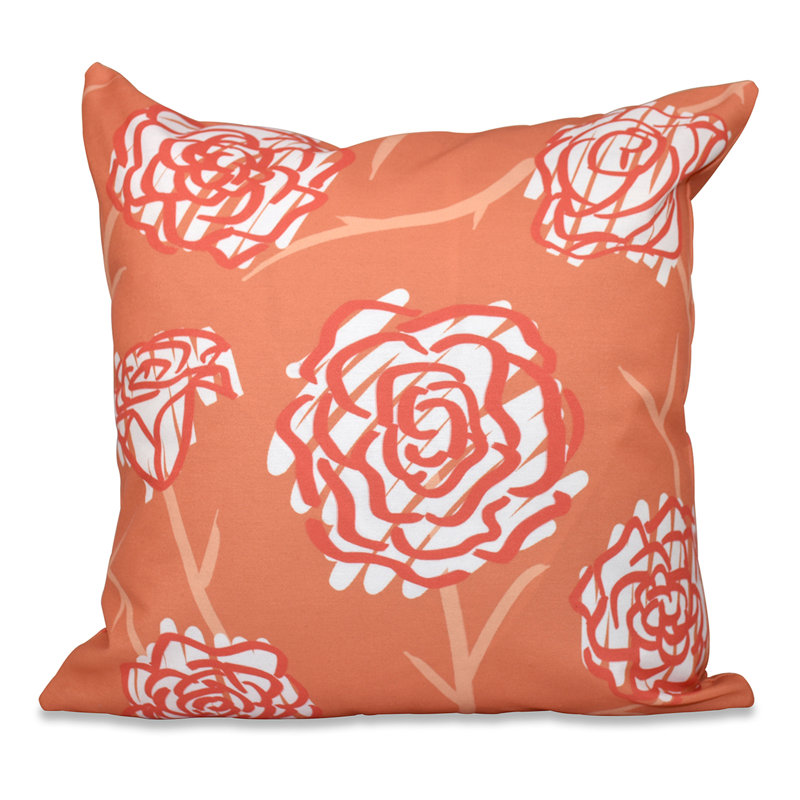 Botanical Blooms Floral Reversible Throw Pillow, 18" H x 18" W, Coral
