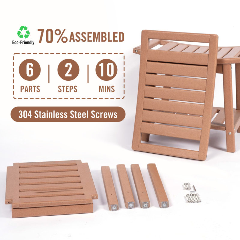 Oberst 21.7"W HDPE Shower Bench Stool with Storage Shelf Waterproof Shower Chair Spa Bath Seat, Teak