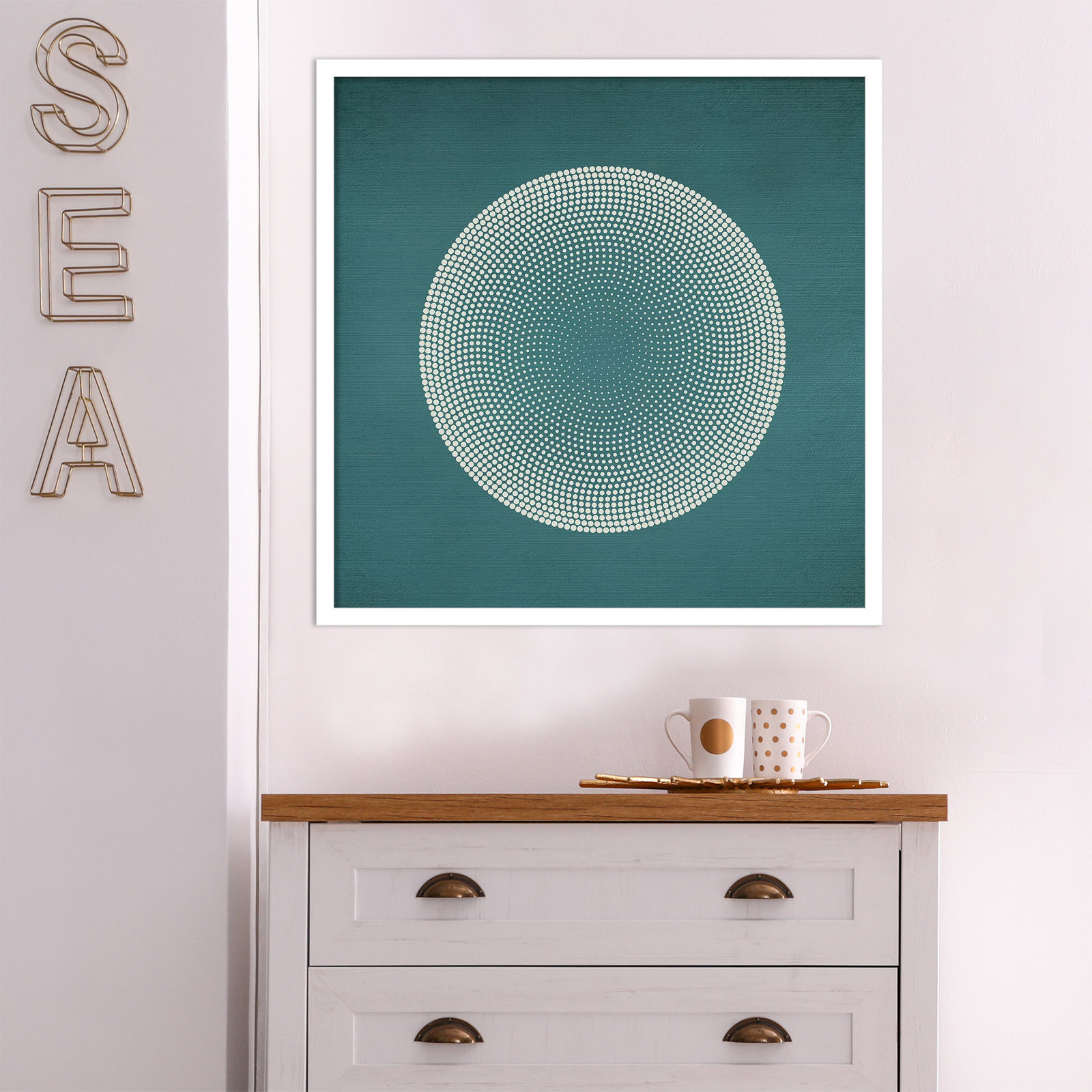 Circles Print by Incado, White, 25" H x 25" W x 1" D