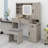 Farmhouse Vanity Desk with Sliding Mirror, LED Lights, and Built-in Charging Station-1679016830