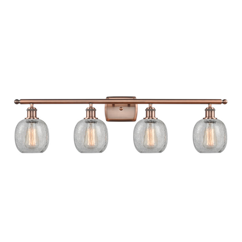 Éclairage de salle de bain à intensité variable 4 lumières Carlucci, Ampoule incandescente rétro de 60 watts, Cuivre antique