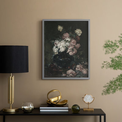 Reproduction florale rétro Lxxxi encadrée - bois massif