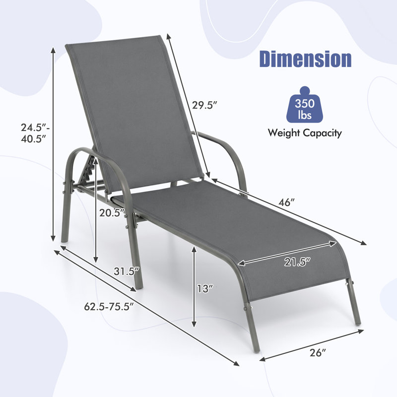 Outdoor Chaise Lounge, Grey, 1